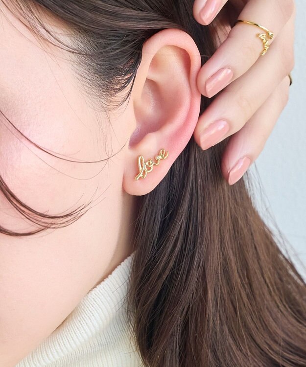 Phoebe ラッキーレターピアス&イヤリング(ラブ)/片耳 ゴールド