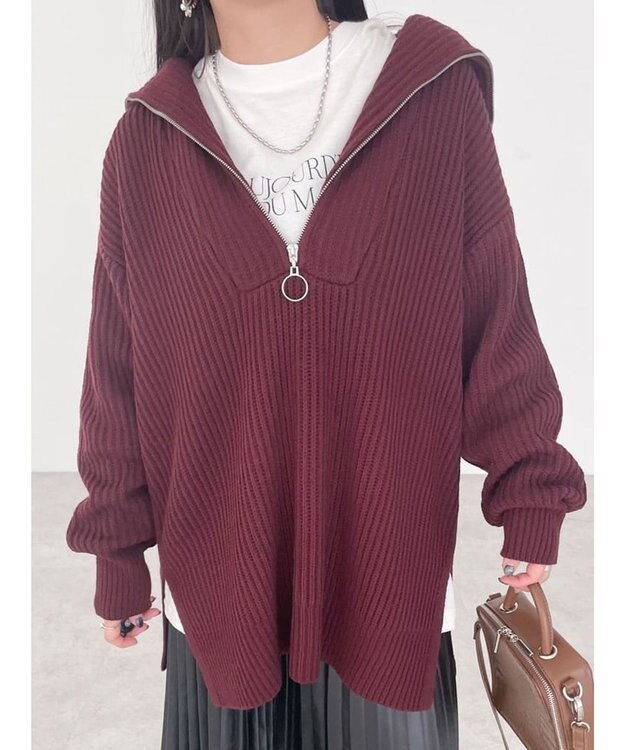 Green Parks Ｚｉｐ付きアゼニットチュニック Brown