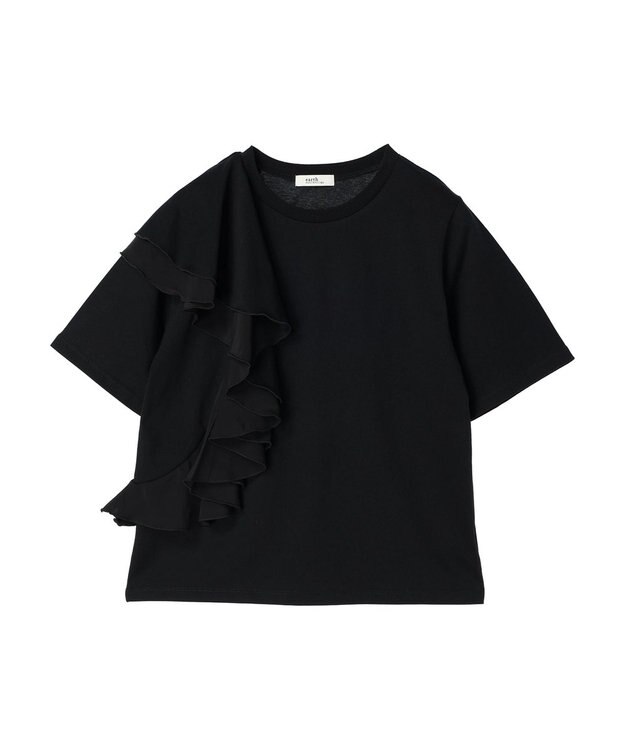 earth music&ecology アシメフリルプルオーバー Black