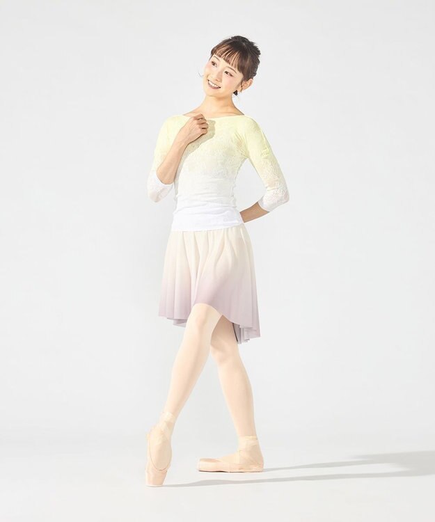 Chacott グラデーションボートネックトップ レモンクリーム