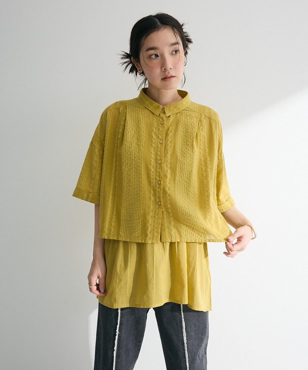 Green Parks Ｉ　ＳＥＴ２点　ギャザーシャツ＋布帛インナー Pistachio