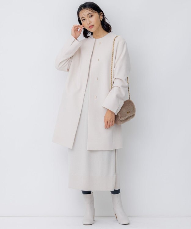 23区 【洗える】ウールカシミヤ ニットワンピース ベージュ系