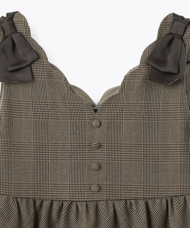 ANY KIDS チェックジャンパースカート ベージュチェック