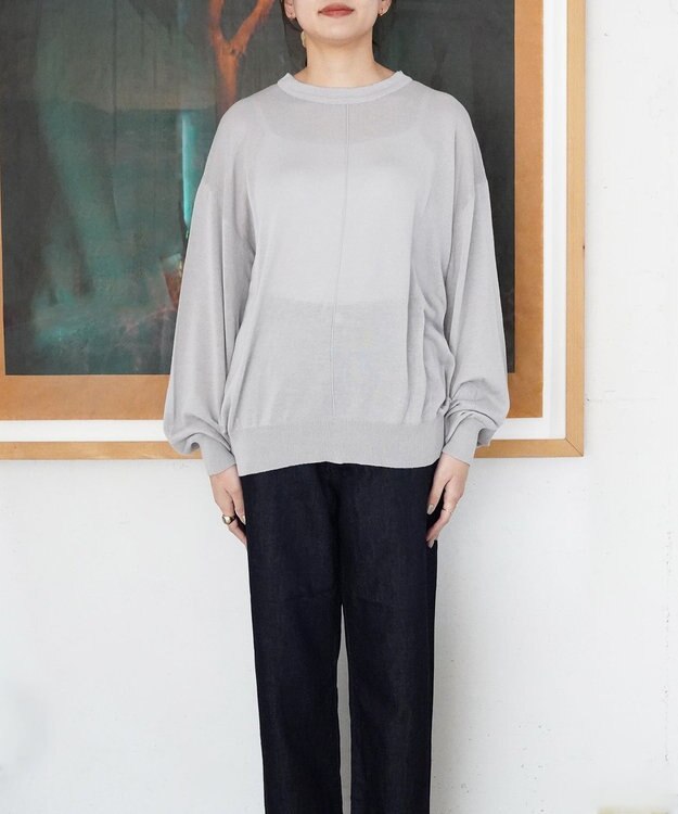 TOQUE 〈大草直子さんアドバイザー〉ウォッシャブルシルク×コットン ニットロングスリーブ グレー