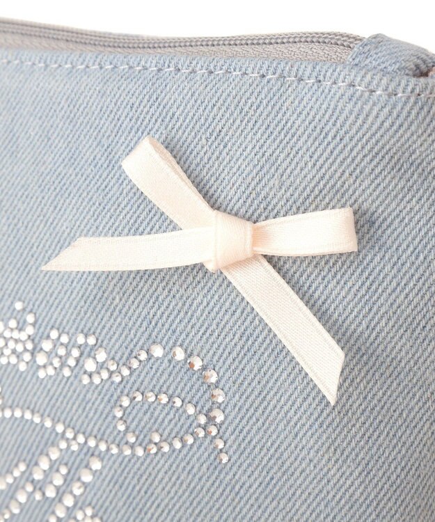 Maison de FLEUR ラインストーンデニムポーチ Light Blue