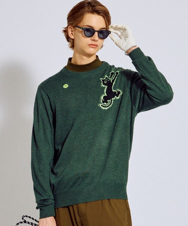 PW CIRCULUS 【MEN】Spark cat クルーネックニット ゴルフ カーキ系