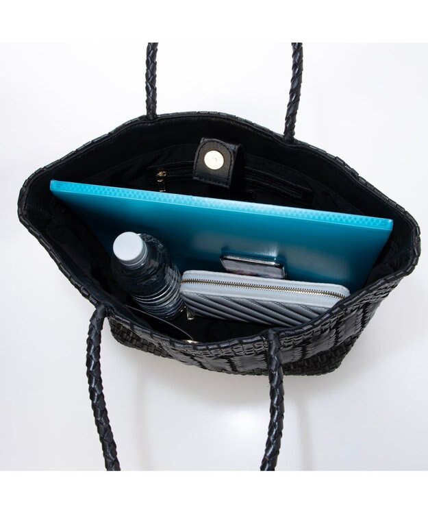 UNBILLION ペルケ perche / 牛革メッシュ編みトートL ブラック