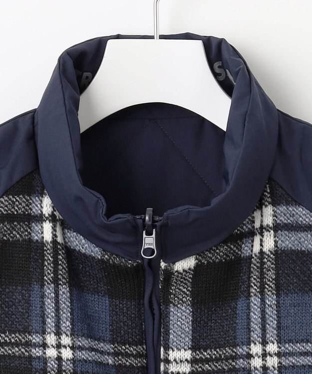 23区GOLF 【MEN】両面使える！チェック×無地 ダウンベスト ネイビー系
