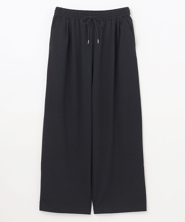 ANY 【洗濯機可能/ストレッチ/ウエストゴム】ウールライク2タックストレートパンツ ネイビー