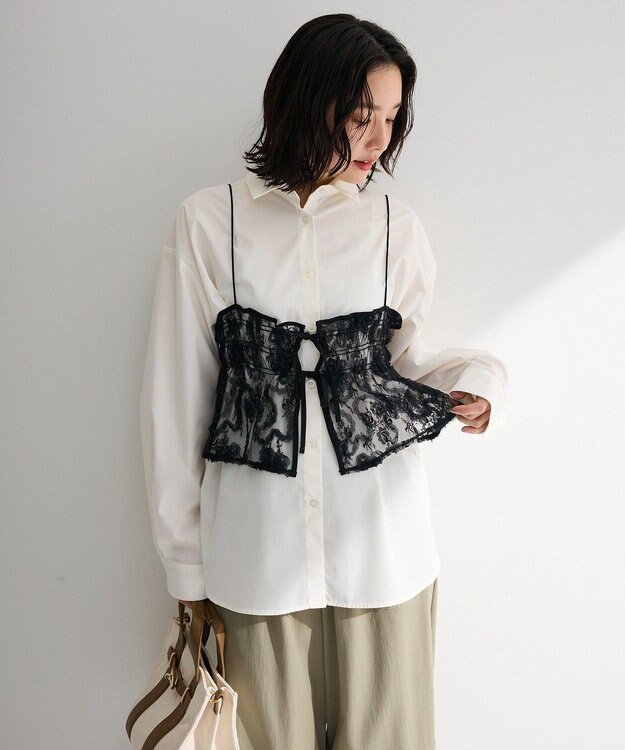 Green Parks ＳＥＴ２点シャツ＋レースビスチェ White