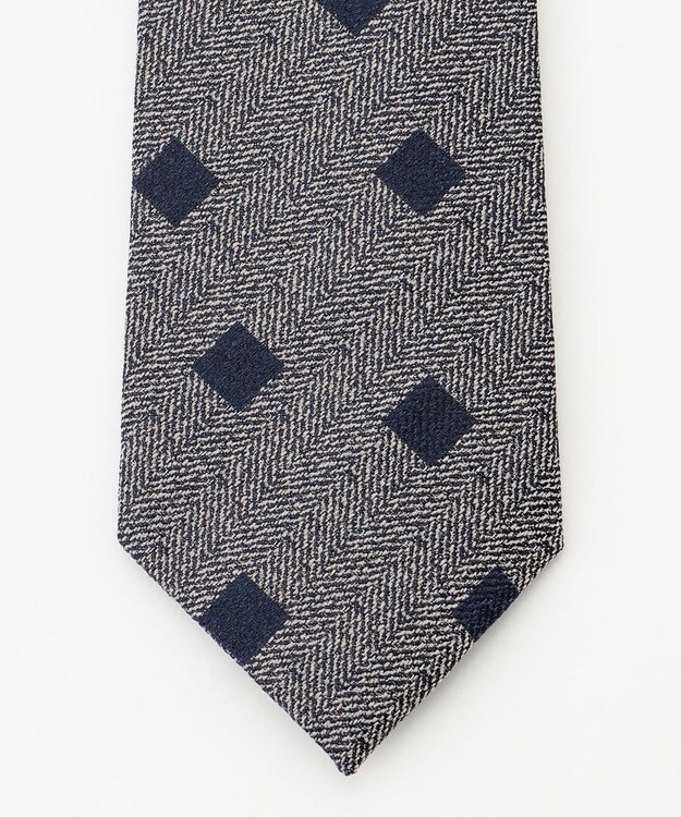 JOSEPH ABBOUD 【日本縫製】シャンブレーヘリンボーンスクエアジャガード ネクタイ グレー系7
