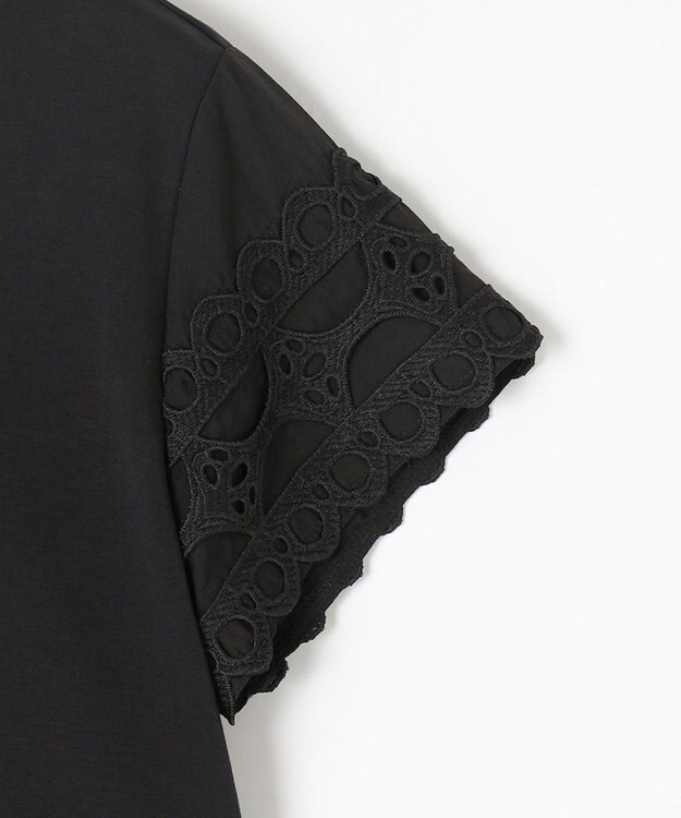 組曲 S レーススリーブシルケット カットソー ブラック系