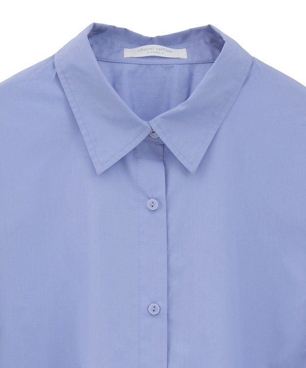 Green Parks イージーケア袖シャーリングシャツ Sax