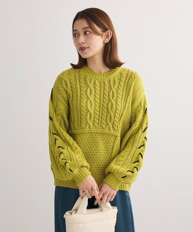 Green Parks 変形ケーブルニットプルオーバー Green