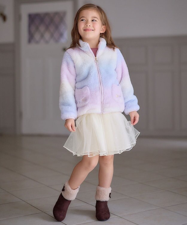 ANY KIDS ネコポケットボアブルゾン レインボー