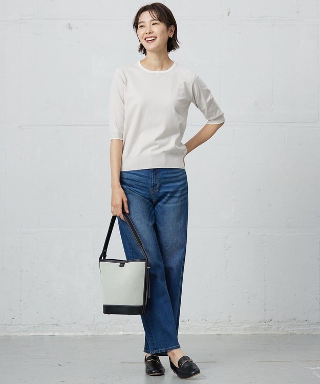 J.PRESS LADIES L 【洗える・ニットセット】TRIM TWIN ニット ベージュ×オフ系