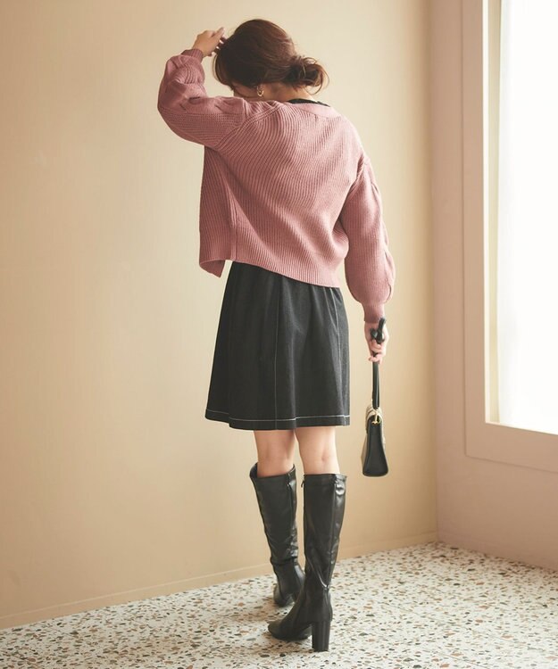 Feroux 【洗える】デニムミディ ワンピース ブラック系