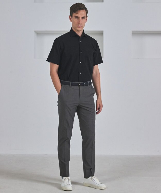 GOTAIRIKU リラックスシルエット【高通気性/吸水速乾】ドッツエアー クールマックスサッカーシャツ ブラック/26年新色