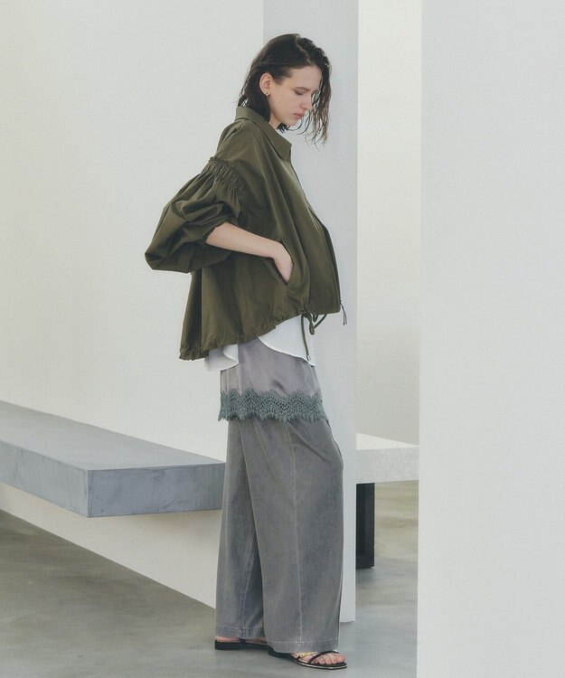 YECCA VECCA ボリュームギャザーデザインZIPブルゾン Khaki