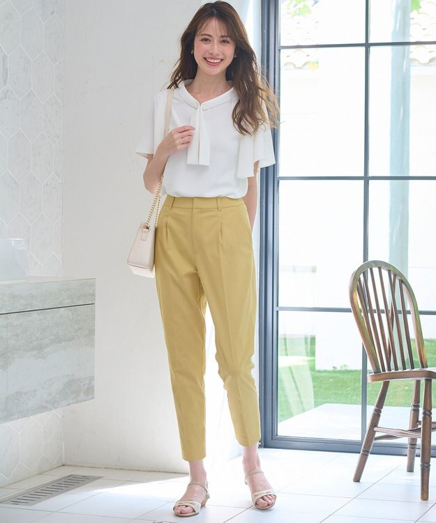 ANY SIS 【UVケア・接触冷感・撥水】クールタッチミラクルガード テーパード パンツ イエロー