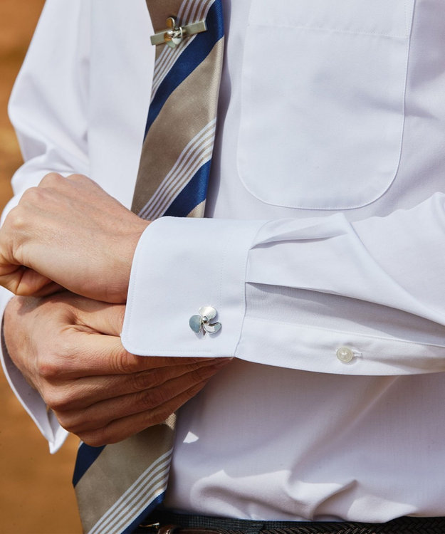 GOTAIRIKU 【形態安定/コンバーチブルカフス仕様】PREMIUMPLEATS_レギュラーカラー 通年ドレスシャツ ホワイト系