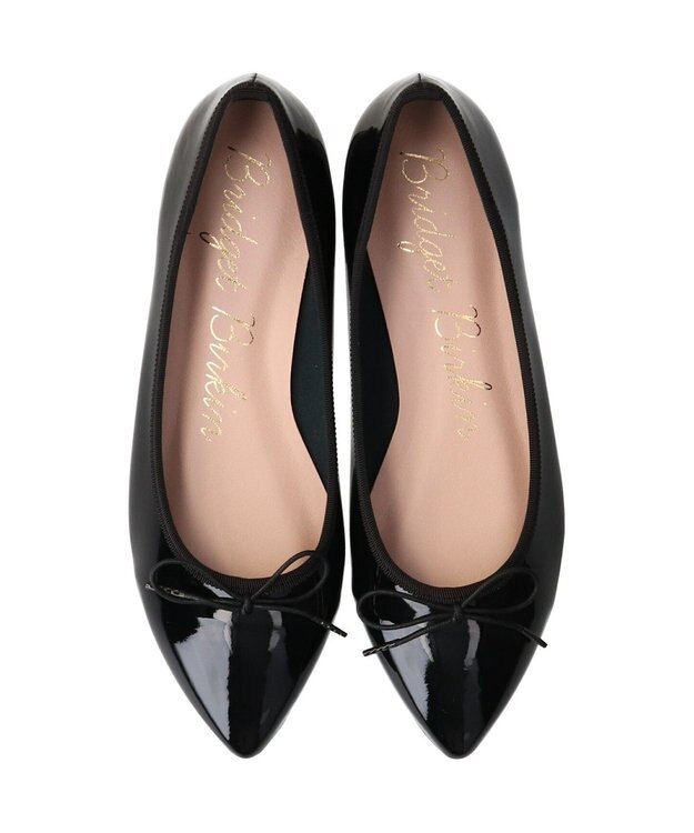 Bridget Birkin 【Bridget Birkin】ポインテッドリボンレインフラットパンプス ブラックエナメル