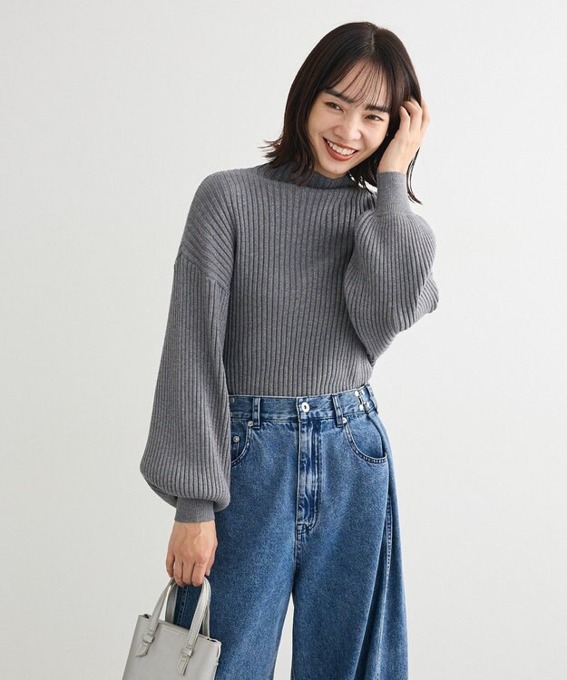 Green Parks ・ｓｗｉｎｇ　ｂｙ　ボトルネックラメニット Gray