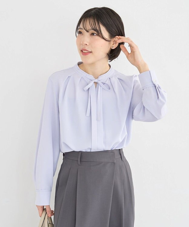 Green Parks リボンブラウス Gray