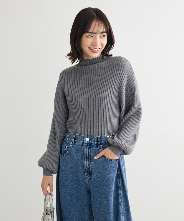 Green Parks ・ｓｗｉｎｇ　ｂｙ　ボトルネックラメニット Gray