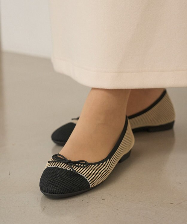 steppi ラウンド バイカラー バレエ パンプス ベージュ バイカラー