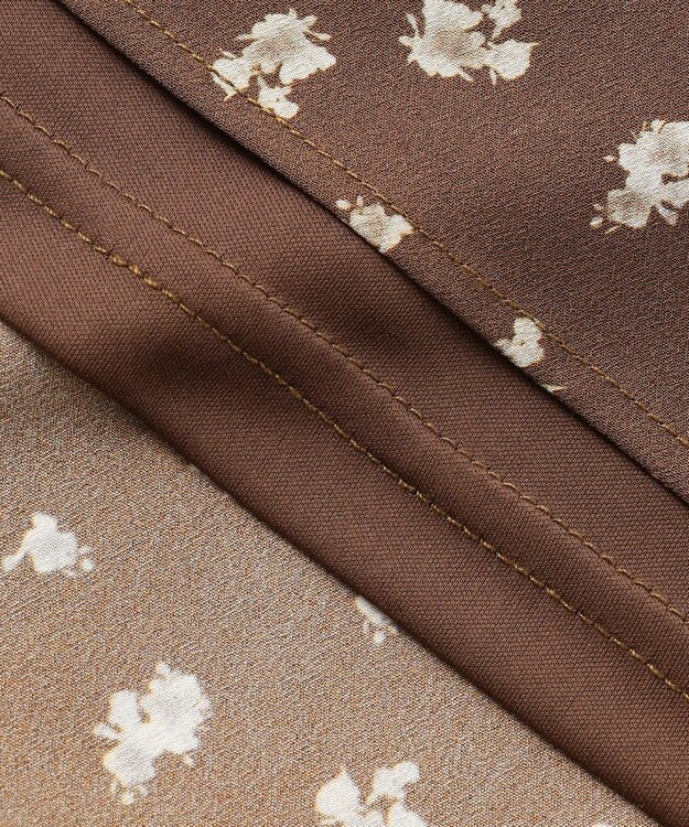 Feroux カシュクールデザイン 小花プリントワンピース ダークブラウン系