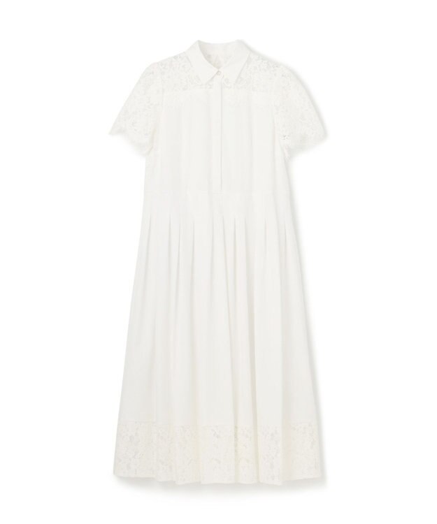 GRACE CONTINENTAL レースコンビタフタワンピース ホワイト