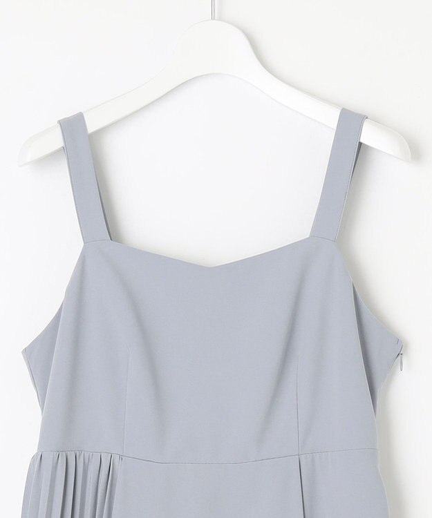 Feroux 【洗える】プリーツコンビ ジャンパースカート スカイブルー系