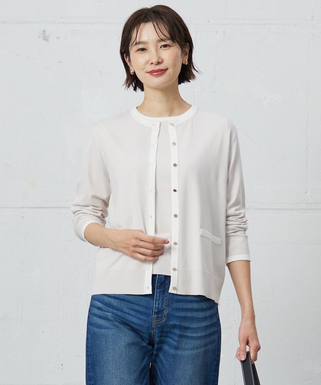 J.PRESS LADIES S 【洗える・ニットセット】TRIM TWIN ニット ベージュ×オフ系