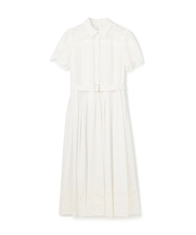 GRACE CONTINENTAL レースコンビタフタワンピース ホワイト