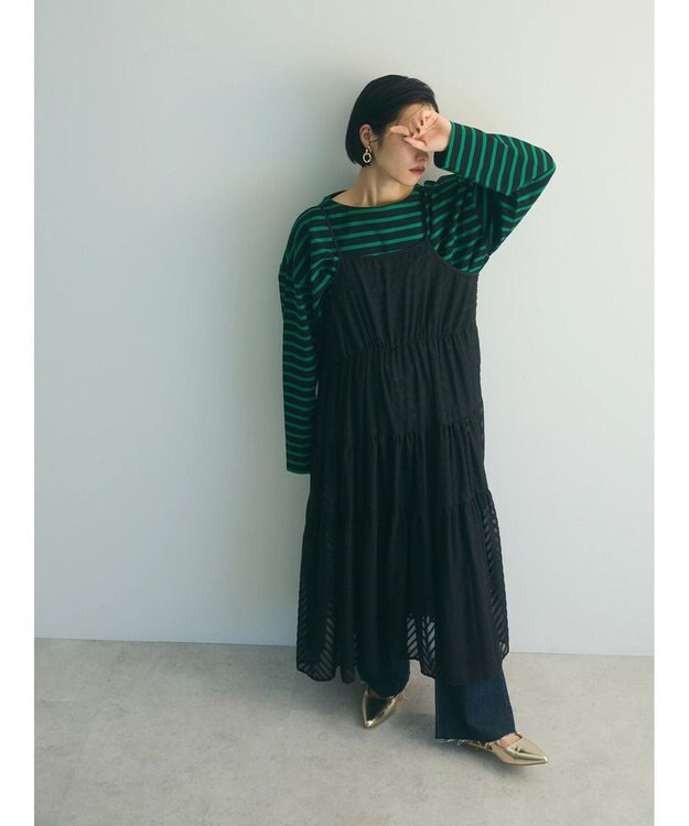 Green Parks armonia.ティアードシアーキャミワンピース Black