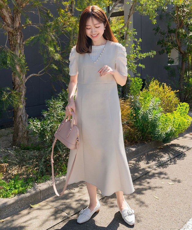 Feroux 【洗える】パワショル トップス ホワイト系