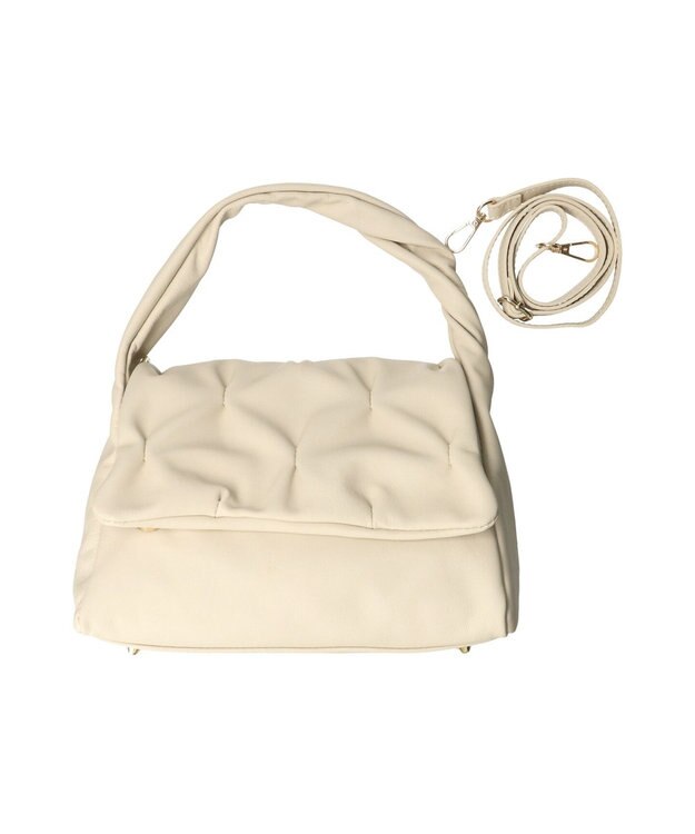 INTER-CHAUSSURES 【ANDREA CARDONE ITALI】ツイストハンドルギャザーフラップバッグ ライトベージュ
