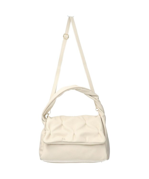 INTER-CHAUSSURES 【ANDREA CARDONE ITALI】ツイストハンドルギャザーフラップバッグ ライトベージュ