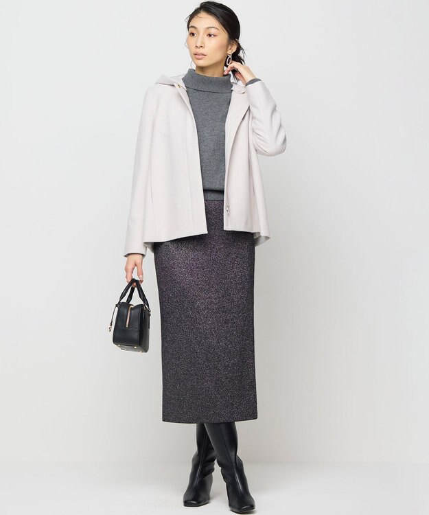 組曲 【2WAY・WEB限定】ウールカシミヤミックス ハイネックニット チャコールグレー系