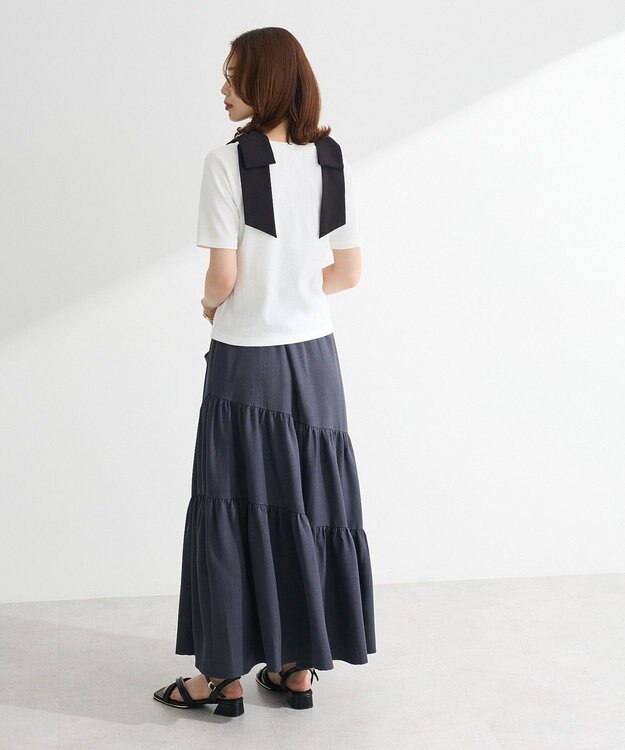 Green Parks ・ｓｗｉｎｇ　ｂｙ　ショルダーリボンリブカットソー Gray Mixture