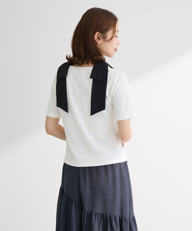 Green Parks ・ｓｗｉｎｇ　ｂｙ　ショルダーリボンリブカットソー Gray Mixture