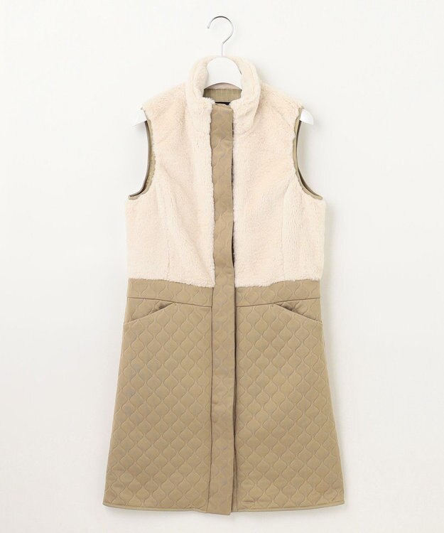 23区GOLF 【WOMEN】フェイクファー×キルト ワンピース 1枚で暖かい寒い日の防寒アイテムに◎ アイボリー系