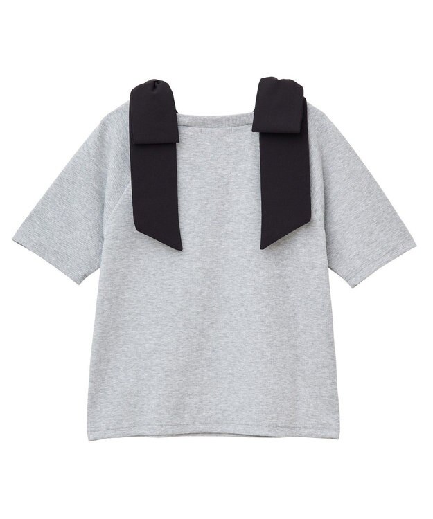 Green Parks ・ｓｗｉｎｇ　ｂｙ　ショルダーリボンリブカットソー Gray Mixture