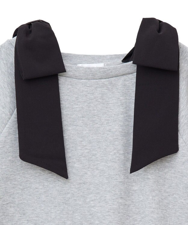 Green Parks ・ｓｗｉｎｇ　ｂｙ　ショルダーリボンリブカットソー Gray Mixture