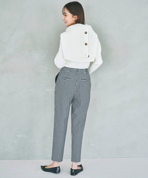 ANY SIS 【保温性あり/洗える】サーモ 2WAYストレッチ テーパード パンツ モノトーンチェック