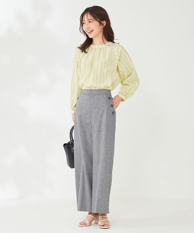 ANY SIS 【洗える】シャンブレーマリン パンツ シャンブレーネイビー