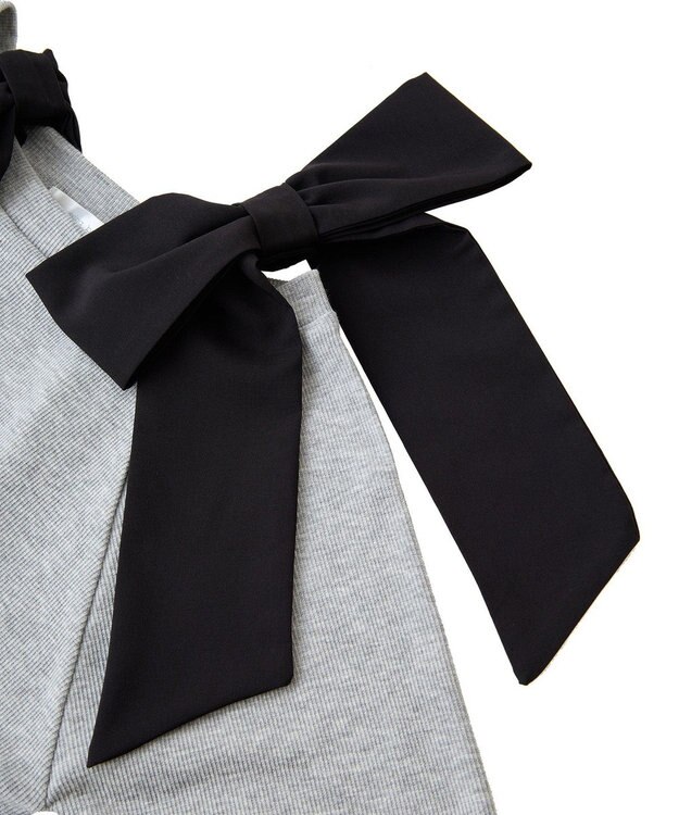 Green Parks ・ｓｗｉｎｇ　ｂｙ　ショルダーリボンリブカットソー Gray Mixture