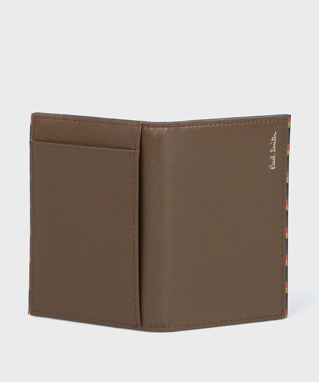 Paul Smith ブライトストライプトリムSS24 パスケース ブラウン