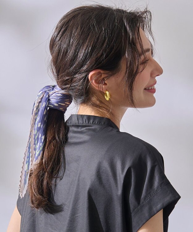 ANY アニマルプリーツスカーフ ネイビー